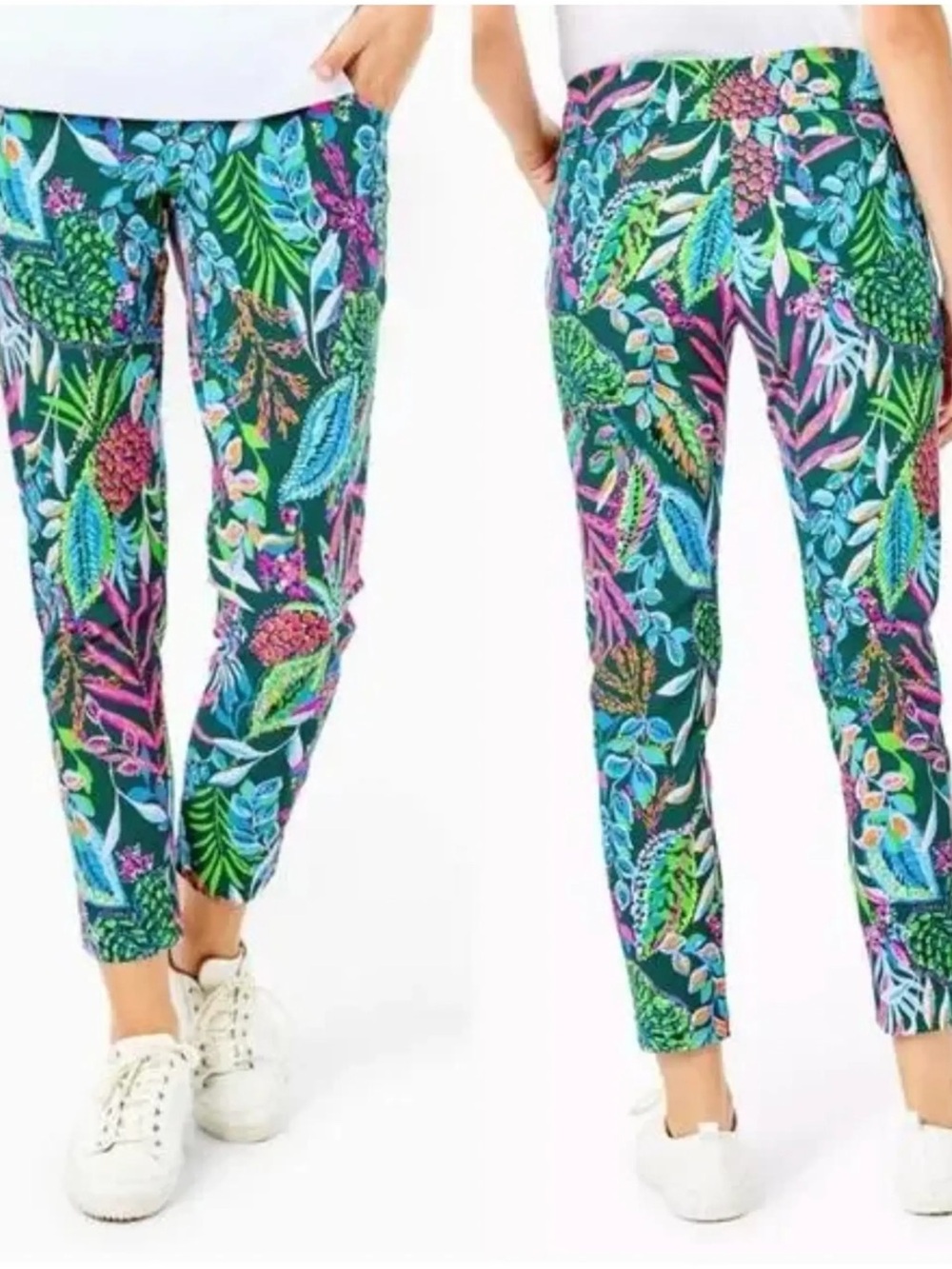 Lilly Pulitzer Tropical Botanical Ankle Pants in Green, Pink & Blue